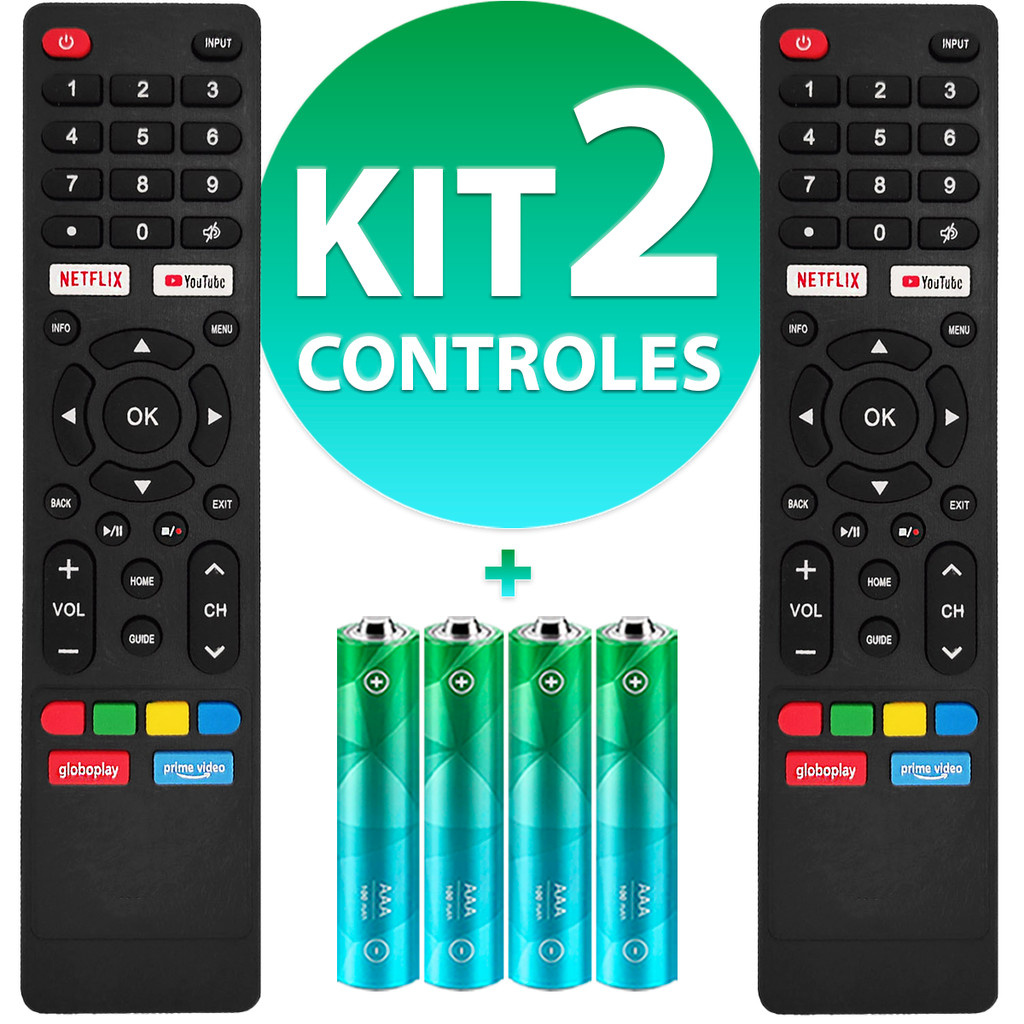 Kit Controle Remoto Compatível Tv Multilaser Smart Tl020 TL024 TL032 TL043