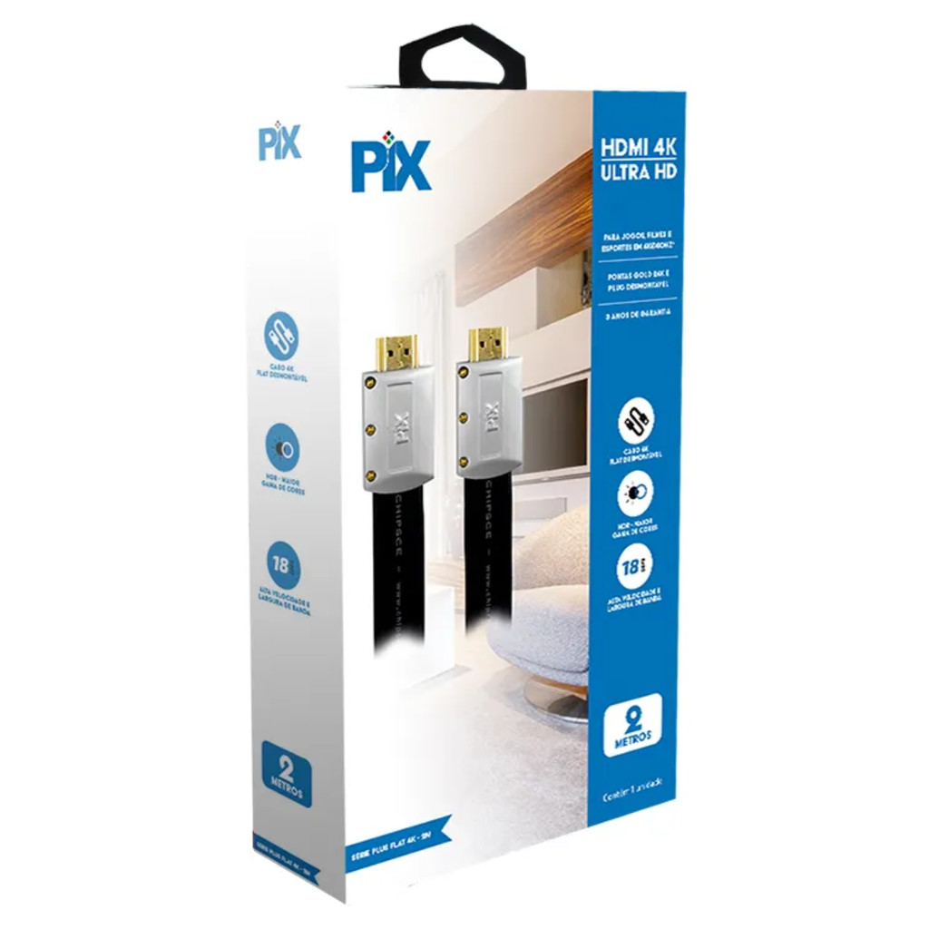 CABO HDMI 2.0 - 4K HDR 19P 2M - FLAT DESMONTAVEL