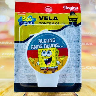 VELA  ANIVERSARIO FESTA BOB ESPONJA REGINA em Oferta na Shopee