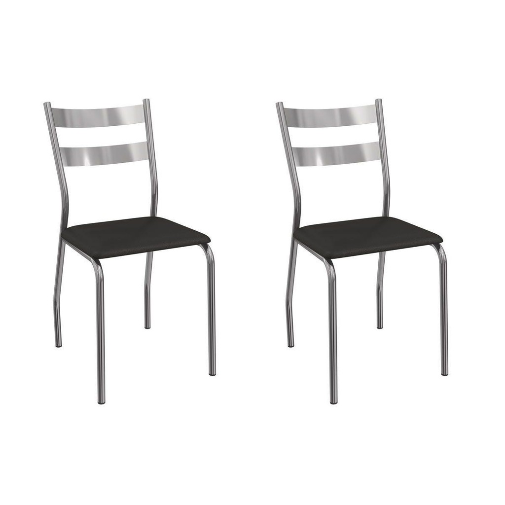 Cadeira Sala de Jantar Bali 2C141CR Aço Kit 2 Un Cromado/ano Preto - Kappesberg em Oferta na Shopee