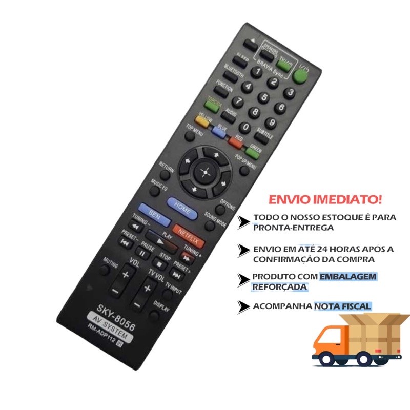 Controle remoto para Home Theater Sony Rm-adp112 Hbd-e2100 E6100 Bdv-e19