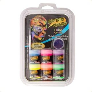 Rostinho Pintado 1 Cartela Tinta Para Rosto  Fluor Colors em Oferta na Shopee