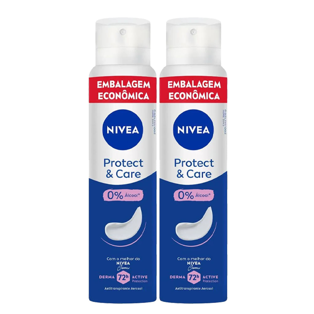 Kit Desodorante Aerosol Nivea Protect Care 200ml - 2 unidades - Beauty
