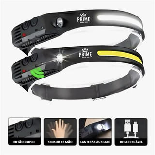Kit 2 Lanterna De Cabeça Led Super Forte Resistente Água Cor da lanterna Preto Com Usb