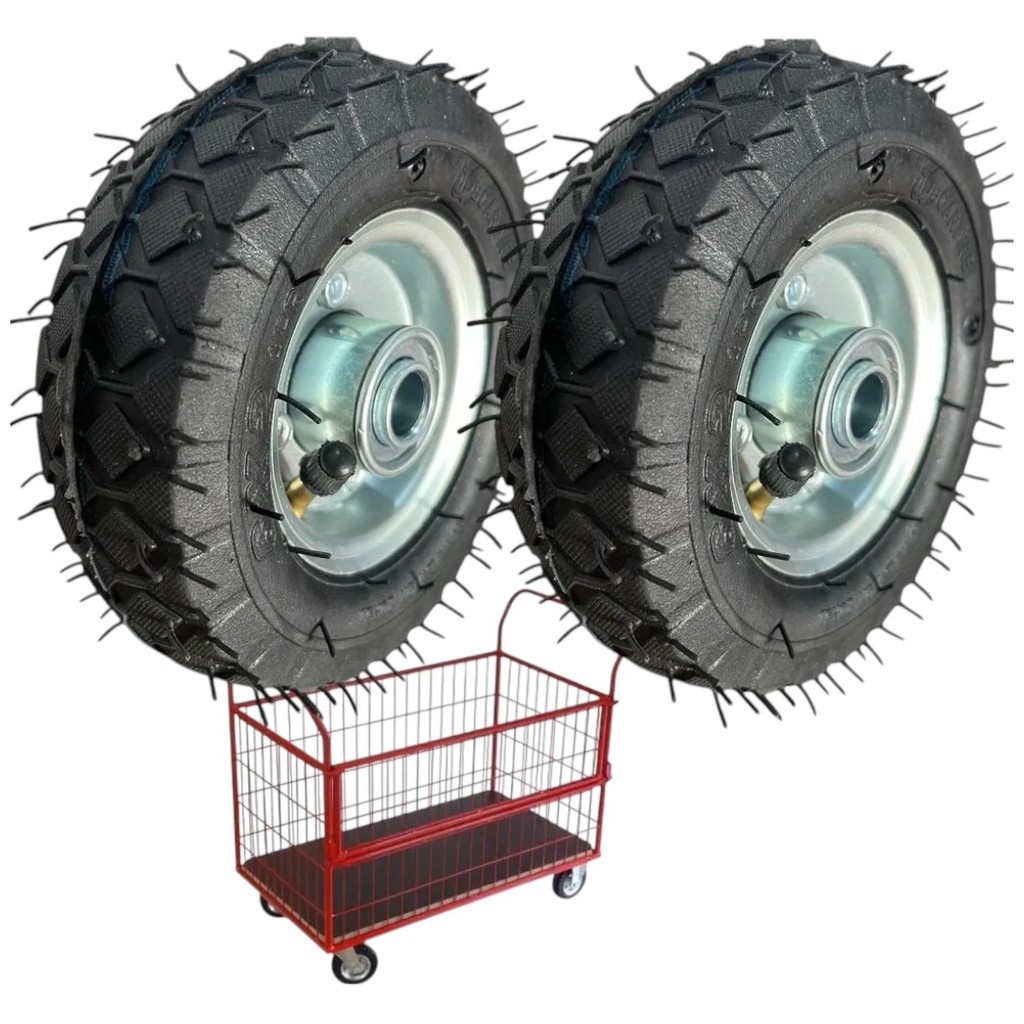 kit 2 Pneu 6x2 Com Câmera De Ar 4 Lonas Com Rolamento Reforçado 16MM 4 PR HG carrinho de carga