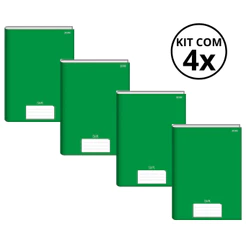 Kit Com 4 Caderno Brochura 96 Fls Pautado Capa Dura - Stiff KITS:KIT 04