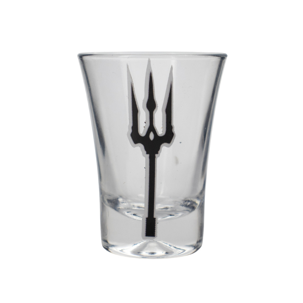 Copo Dose Cachaça Exú Tridente Trabalhado Vidro 45 ml