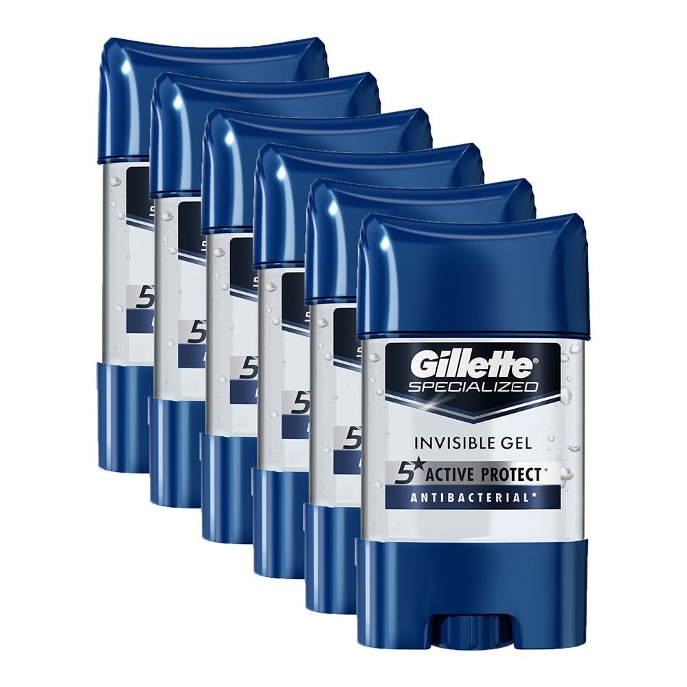 Kit 6 Desodorantes Gillette Antitranspirante Clear Gel Antibacterial 82g cada