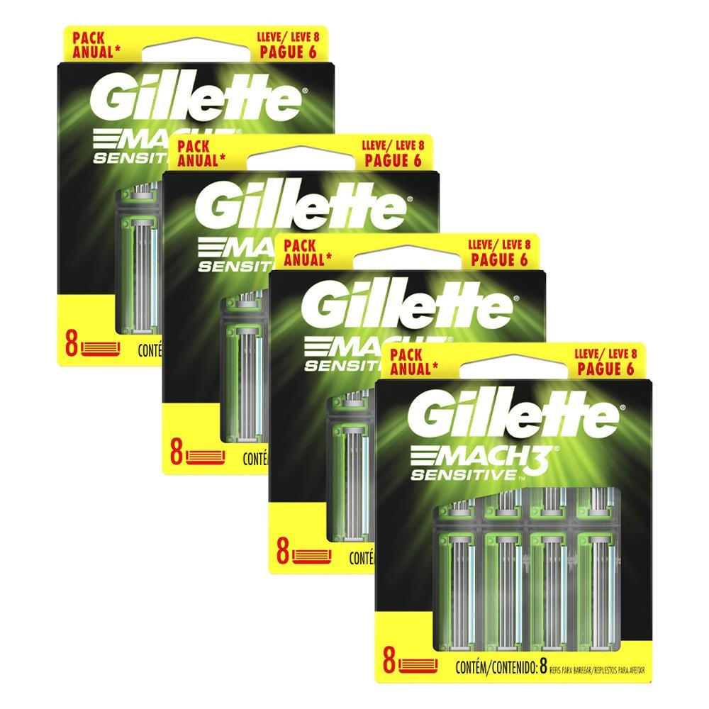 Kit Carga Gillette Mach3 Sensitive com 32 unidades em Oferta na Shopee