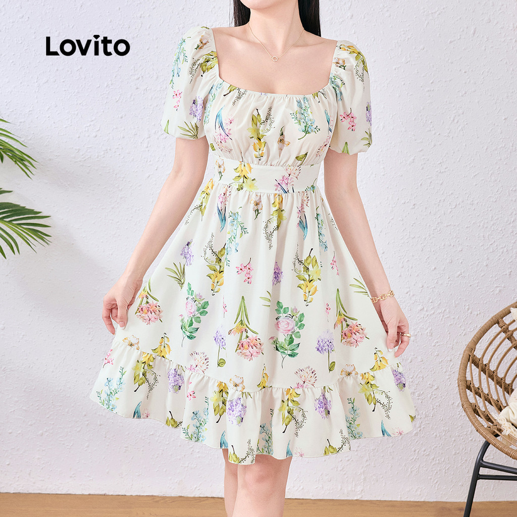 Detalhes do Lovito Refine Vestido Feminino em Camadas com Tecido de Alta Qualidade para Primavera e Verão L137LD398