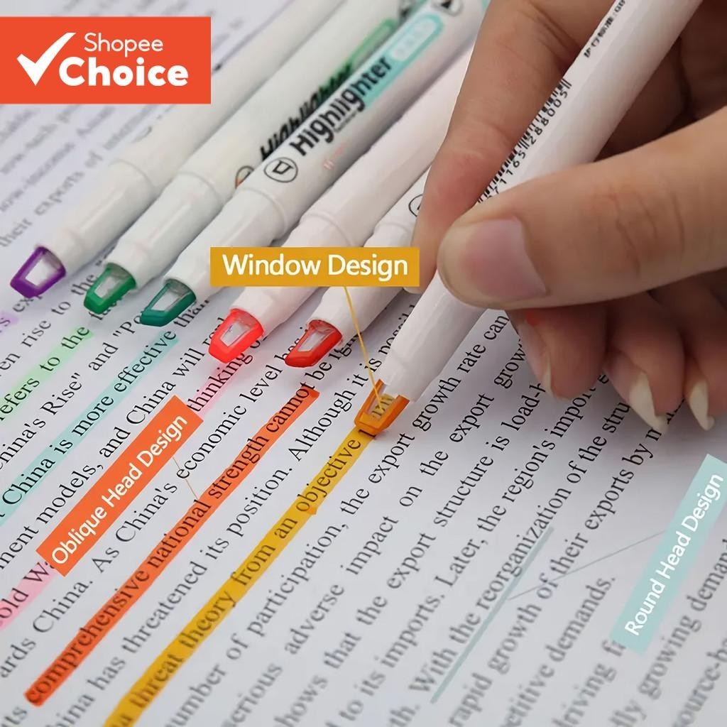 6pcs Clear View Tip soft light Canetas Marcadoras Highlighter , Para Estudantes Escritório...