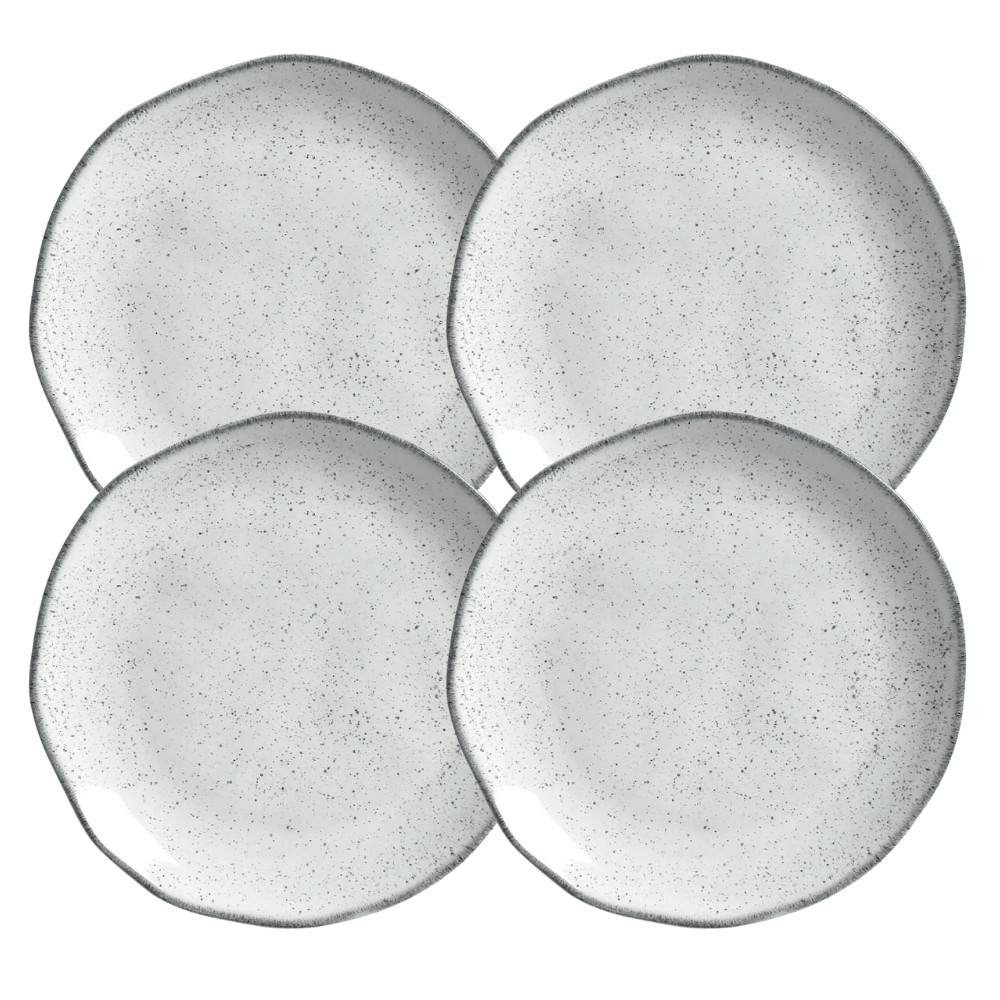 Jogo De Pratos Raso Jantar Refeição 26,5cm 4 Peças Orgânico Echo Cerâmica Porto Brasil Rustico