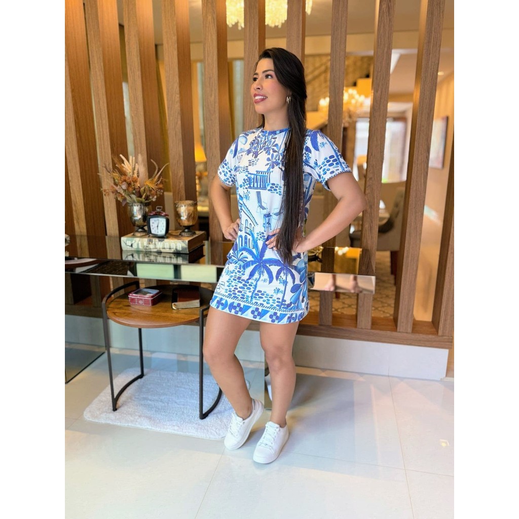 Vestido Camisão Feminino Manga Curta Leve Farm Suedy