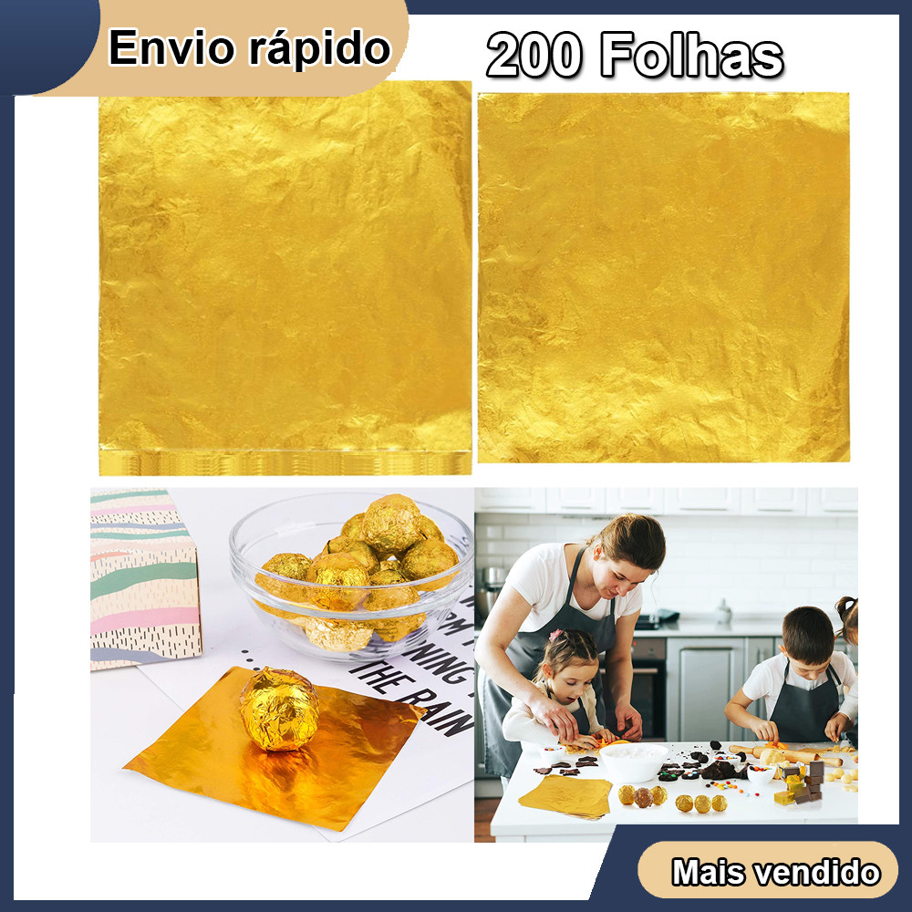 200 Folhas papel chumbo metalizado alumínio dourado tamanho para para Doces Chocolate