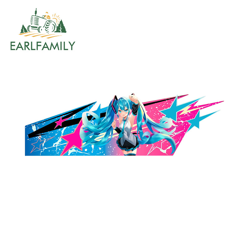 EARLFAMILY Miku Tapa Adesivo De Carro Interessante Motocicleta Geladeira Vinil Decalques À Prova Dwaterproof Água Moda O