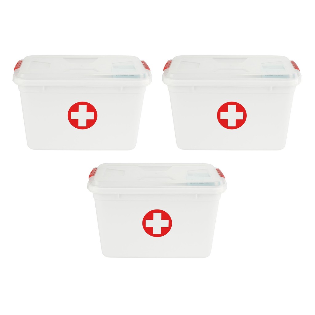 Kit 3 Caixa Plastica Primeiros Socorros Branca 5L Para Armazenamento de Remédios