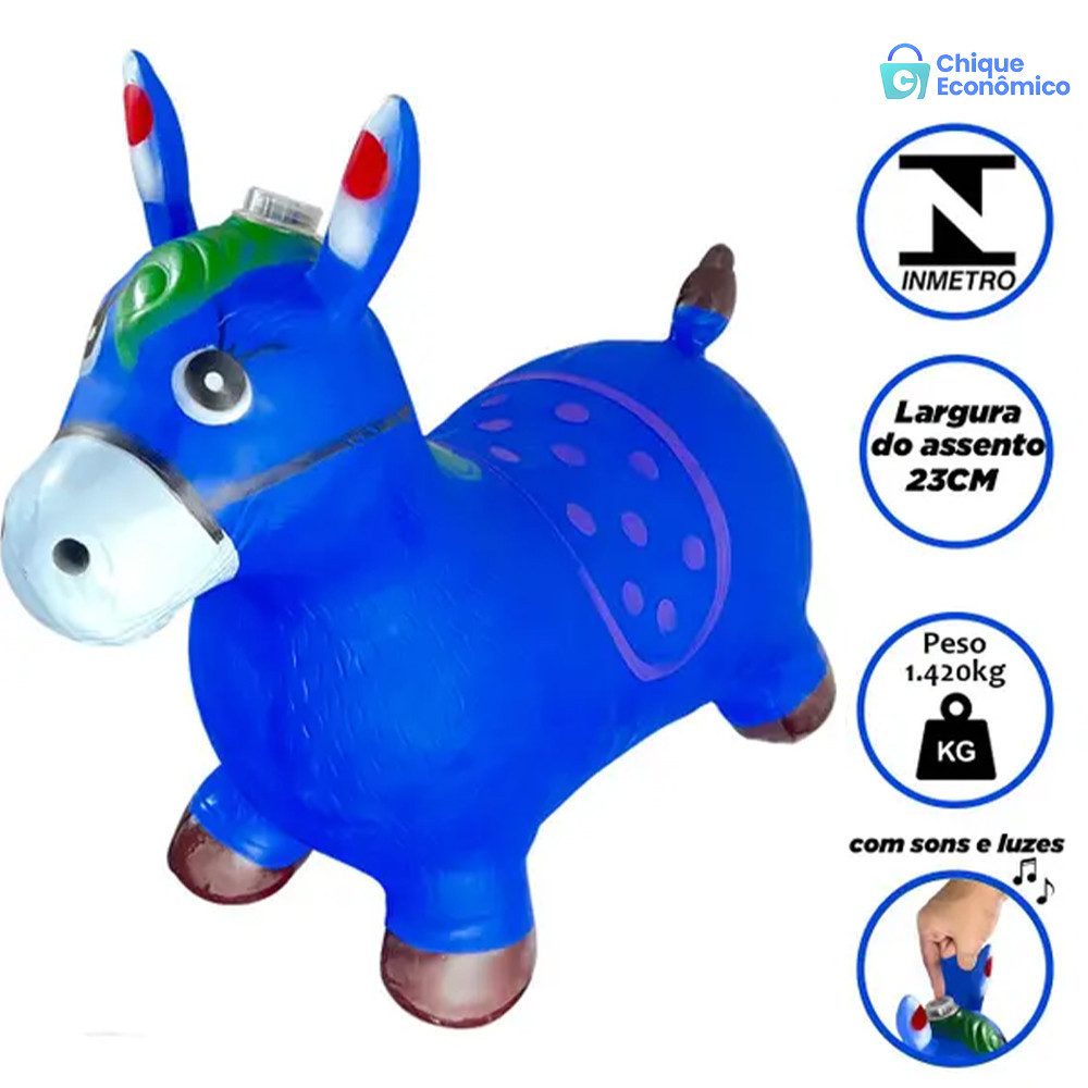Cavalo inflável para brincar pulando – brinquedo inflável com música em Oferta na Shopee