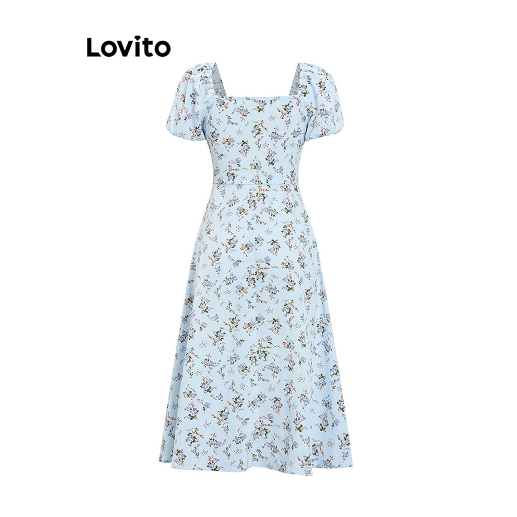 (Trendy) Lovito Vestido Elegante Ditsy Floral Flowers Dress Para Mulheres L106AD319 - Women Clothes