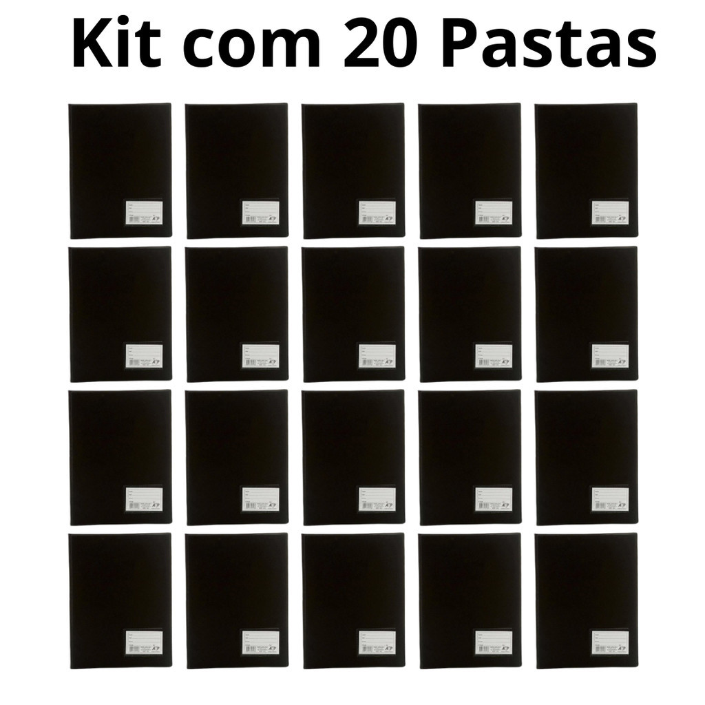 20 Pastas Catálogo Preta c/100 Envelopes Plásticos Finos ACP