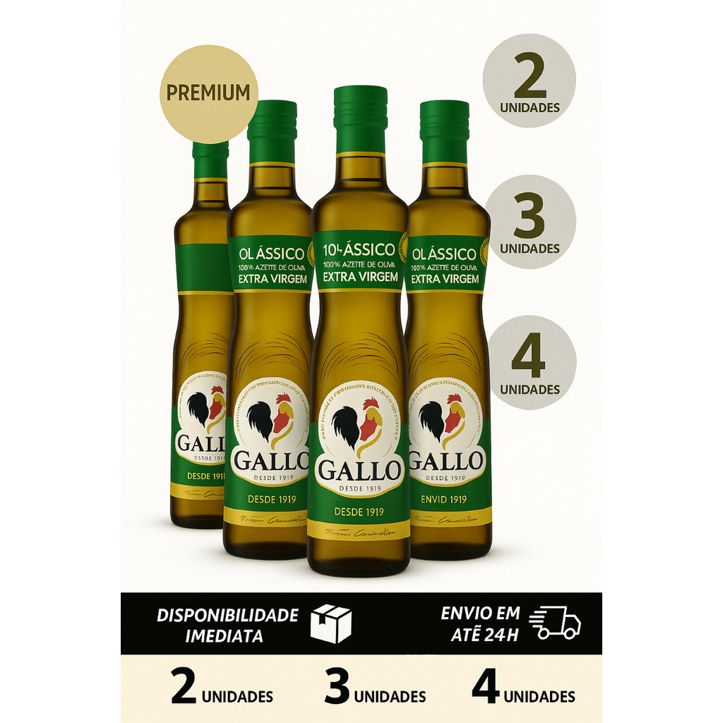 Azeite Oliva Extra Virgem Vidro Gallo 500ml Kit Sabor Autêntico de Portugal em Oferta na Shopee