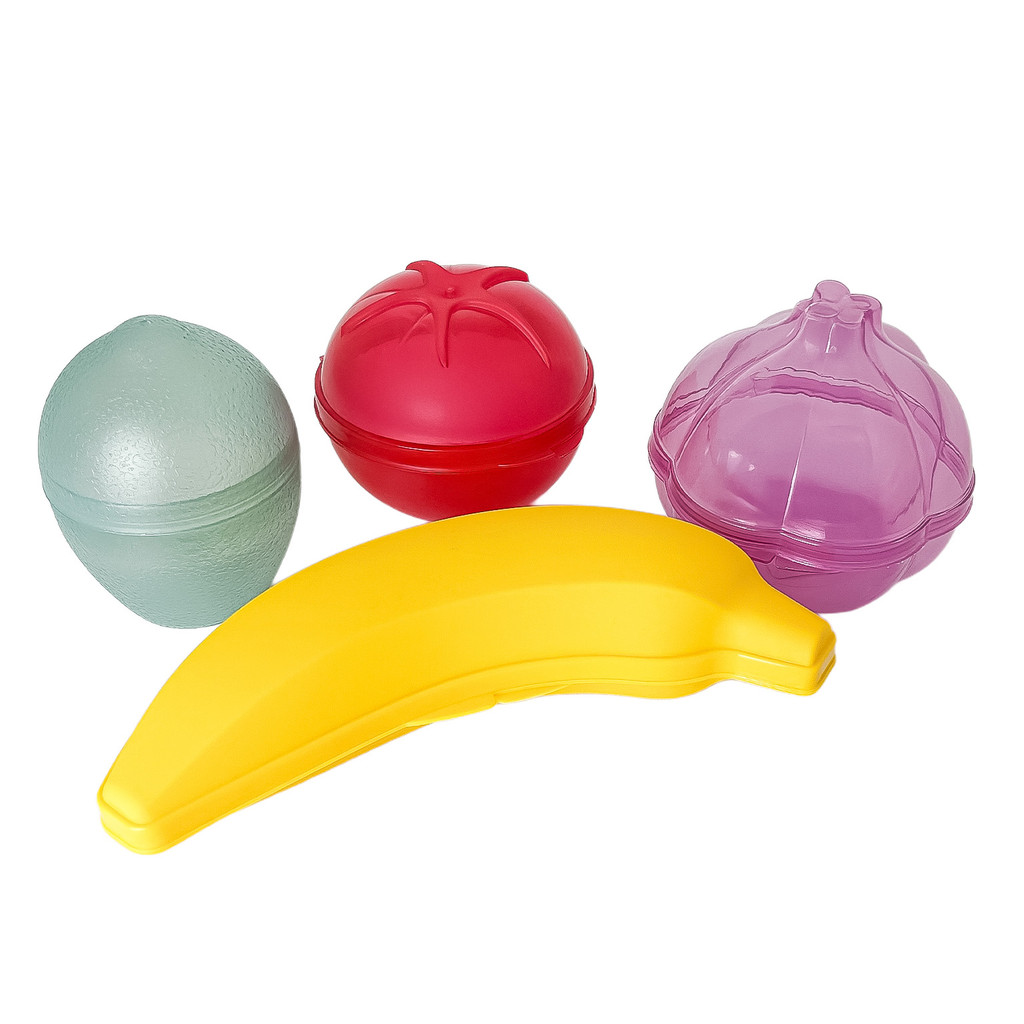 Kit 4 Porta Metade Plasútil Para Banana Tomate Alho Cebola Limão | Livre De BPA | Organize Sua Geladeira