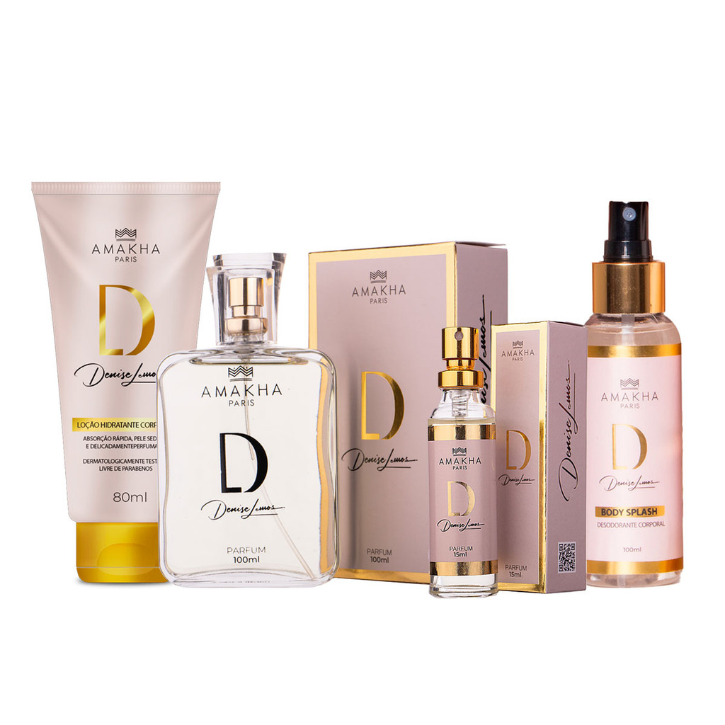 Kit Feminino D Completo: Perfumes 15ml + 100ml + Hidratante + Body Splash | Amakha Paris em Oferta na Shopee