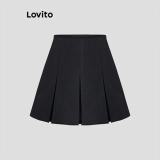 (Trendy) Lovito Saia plissada lisa Casual para mulheres L116MD176 em Oferta na Shopee