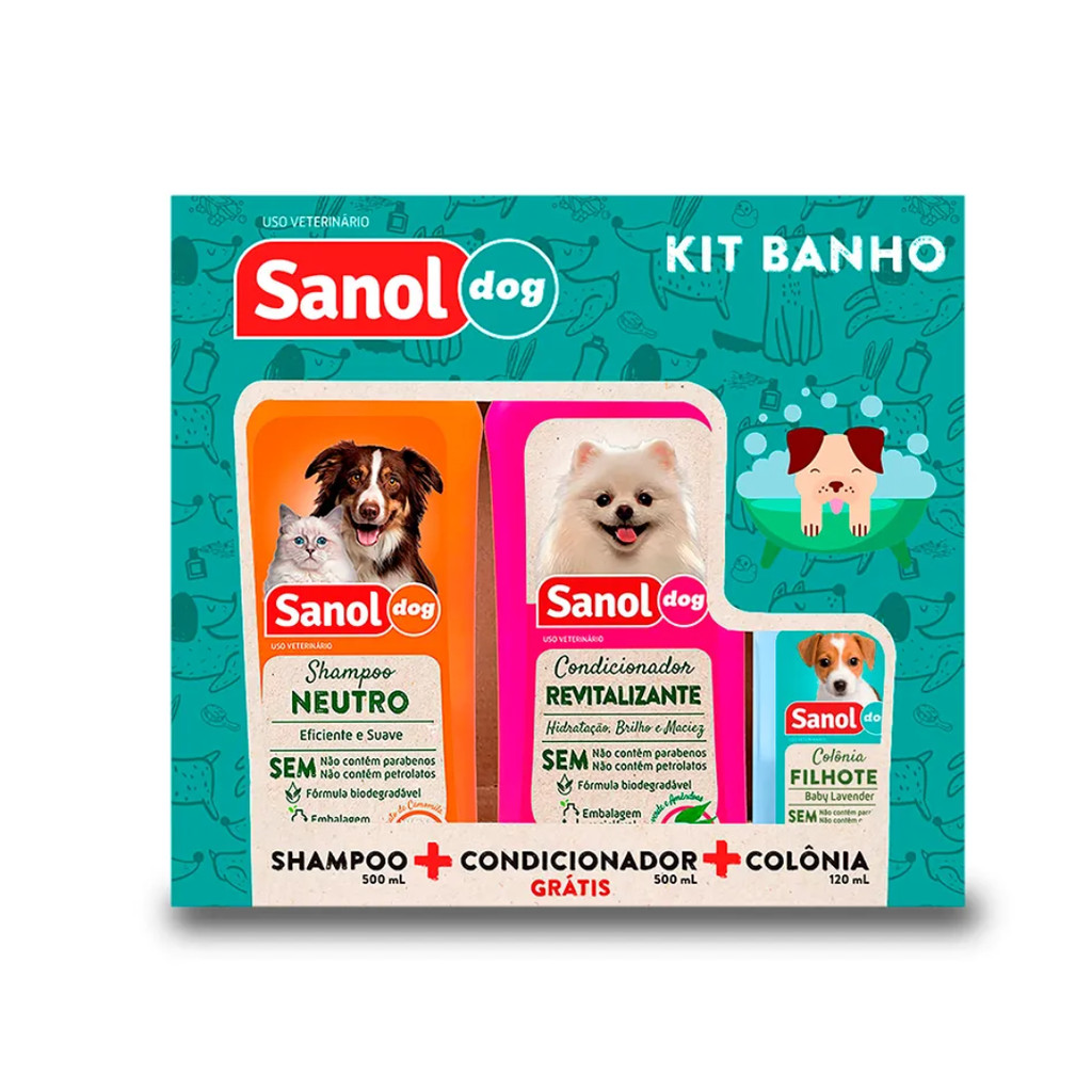 Kit Shampoo Condicionador Ganhe 1 Colônia - Sanol Dog em Oferta na Shopee