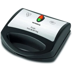 Crepeira Elétrica Mondial Pratic Crepe & Hot Dog Antiaderente 850W Preto/Inox 127V - CP-01