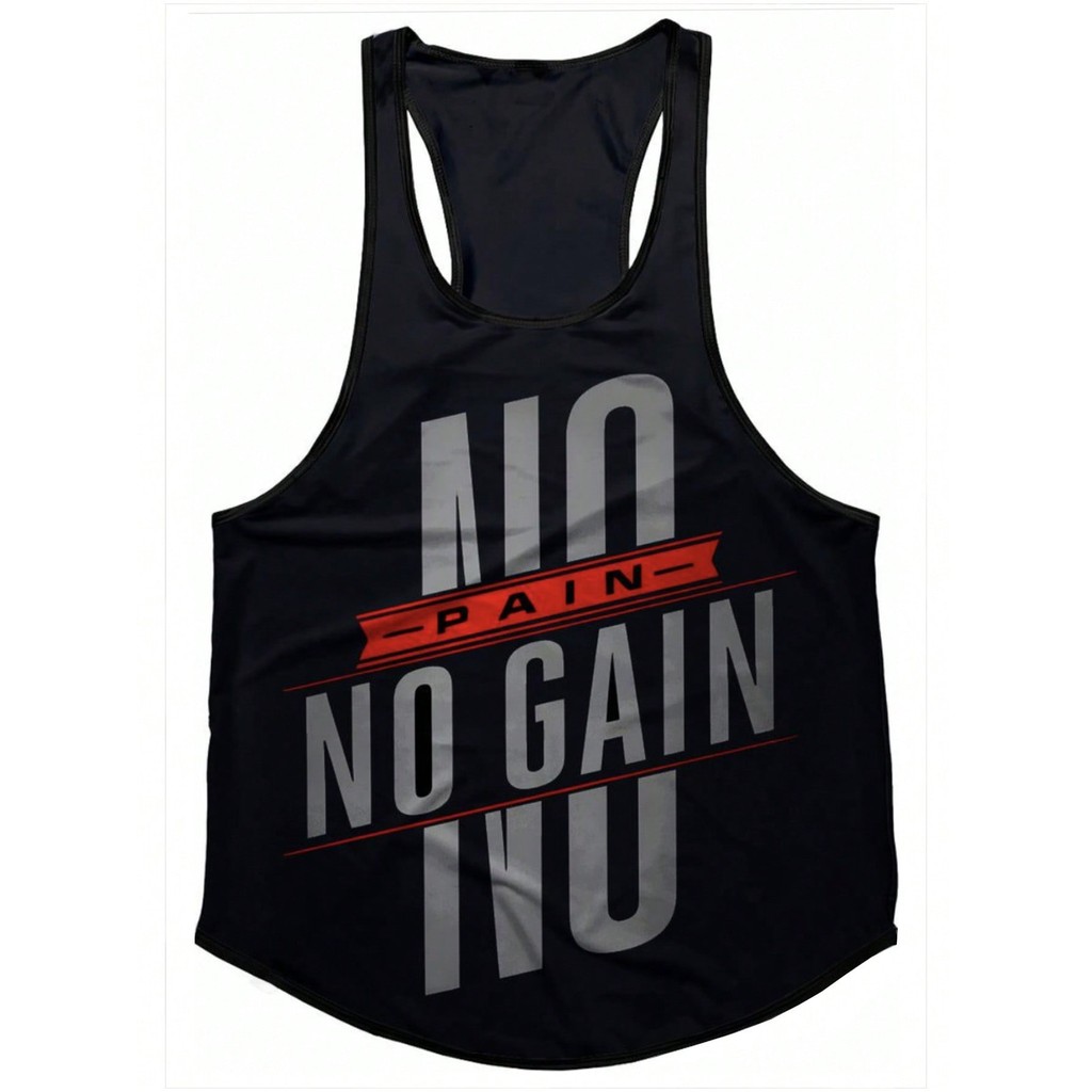Regata Estilo Namorado Para Homens "No Pain No Gain" Fitness Academia