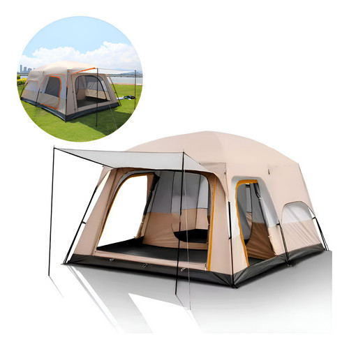 Barraca Camping Grande Impermeável 9-12 Pessoas Acampamento Tenda Família 380x260x190cm