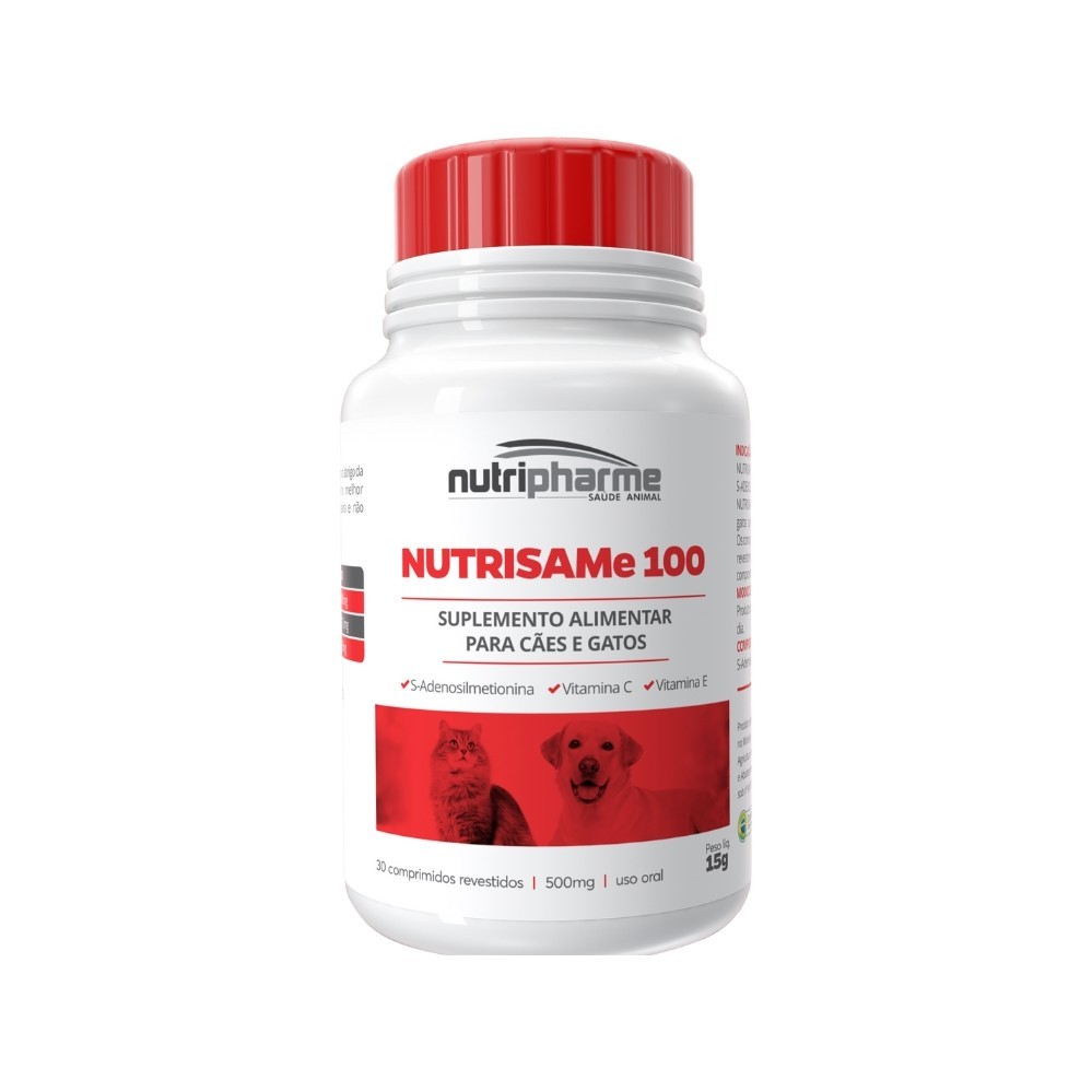 Nutri Same 100 30 Comprimidos 500mg – Nutripharme | Suplemento para Cães e Gatos em Oferta na Shopee