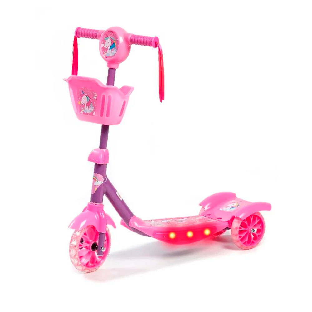 Patinete 3 Rodas c/ Cesta Rosa CV192317 - Sports & Outdoors