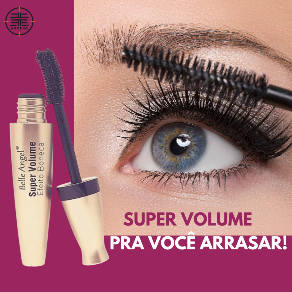 Rímel Máscara de Cílios Volume Extremo Olhar Definido e Intenso Super Volume Efeito Boneca Belle Angel