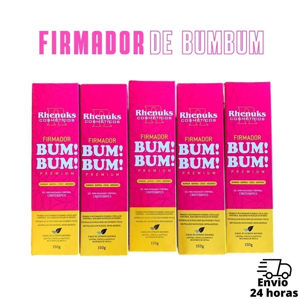 kit 5 Creme Gel Massageador Firmador De Bumbum Premium Para Celulite Estria Flacidez Redutor de Gorduras