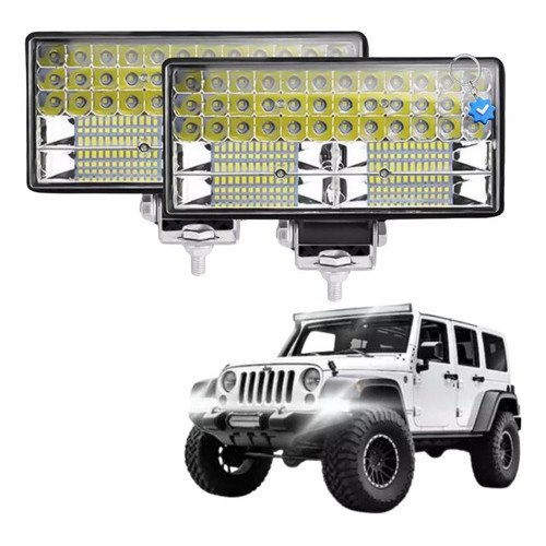Par Farol De Milha Auxiliar 252w Retangular 6000k 84 Led Linha Pesada Caminhão, trator, empilhadeira, colheitadeira