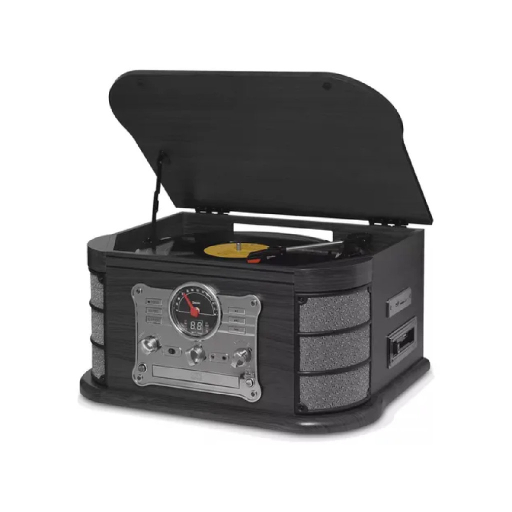 Vitrola Raveo Spazio Ebony Toca Discos Rádio Fm Cd Usb Bt