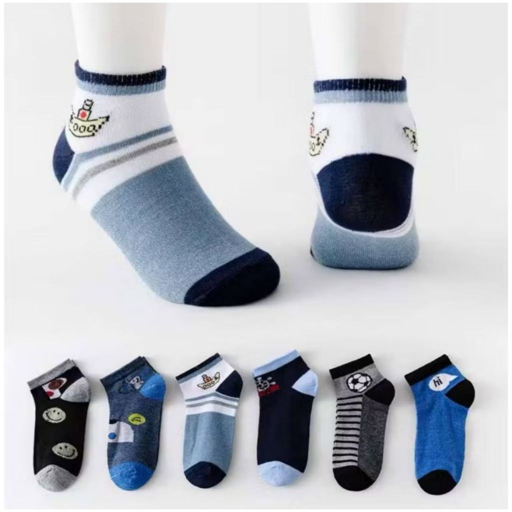 Kit Pares De Meias Infantis Masculinas Estampadas Coloridas Confortáveis Crianças 2 a 10 Anos