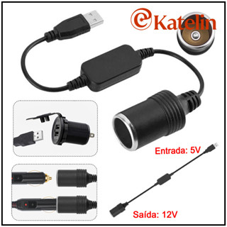 Adaptador De Acendedor De Cigarro USB Para Carro, Cabo Adaptador De Alimentação De 5 V Para 12 V em Oferta na Shopee