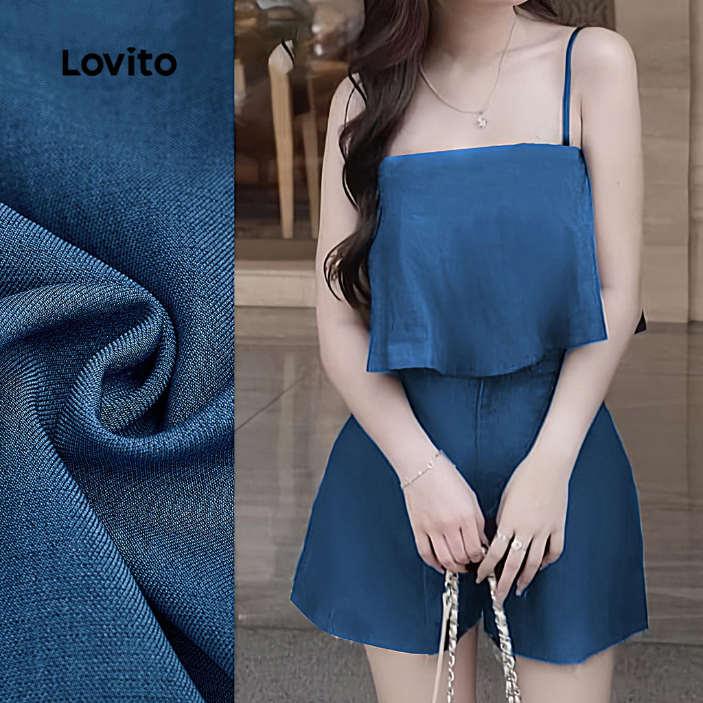 Lovito Macacão Casual com Zíper para Primavera/verão para mulheres L143ED475 em Oferta na Shopee