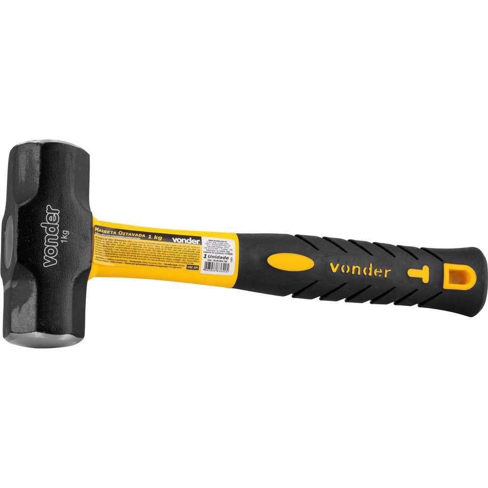 Marreta Oitavada 1,0kg com Cabo de Fibra VONDER em Oferta na Shopee