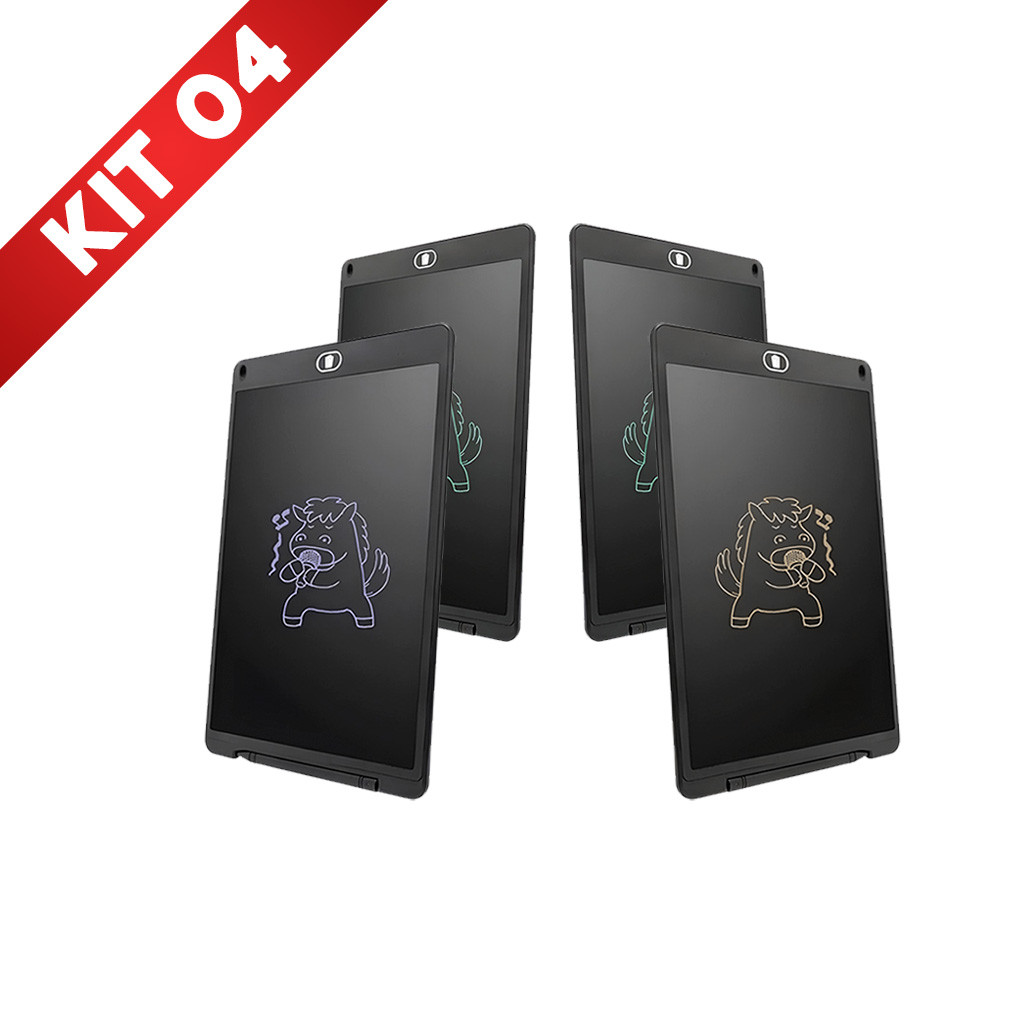 Kit 4 Lousa Mágica Infantil Tablet Digital Tela Lcd Escrever Desenhar 10 Polegada Menina Menino