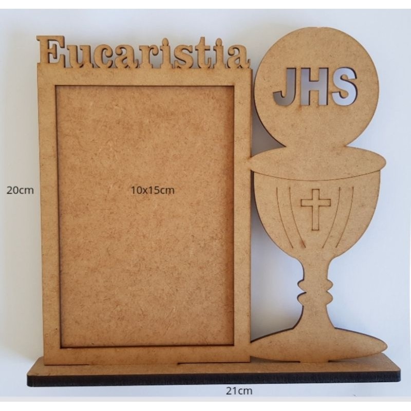 Kit com 10 Porta Retratos Lembrancinha Primeira Eucaristia Personalizados em Mdf cru