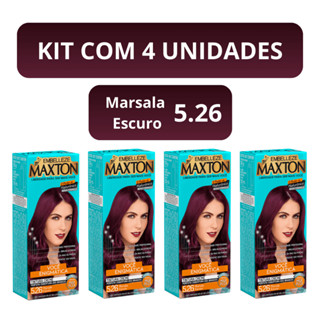 Kit 04 Tintura de Cabelo Maxton 5.26 Marsala Escuro – Tinta Creme com Fios Radiantes e Brilho em Oferta na Shopee