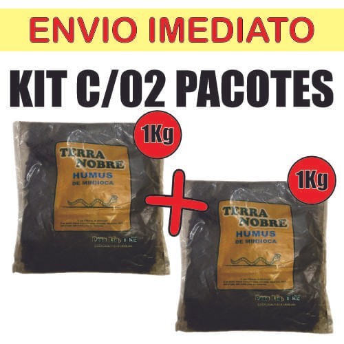FERTILIZANTE NATURAL ADUBO HUMUS DE MINHOCA 2 SACOS DE 1K CADA TERRA NOBRE