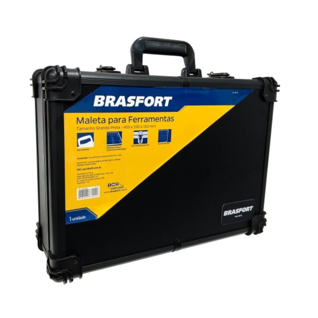 Maleta para Ferramentas Brasfort Preta 45,5x33x15,2cm com Divisórias Ajustáveis em Oferta na Shopee