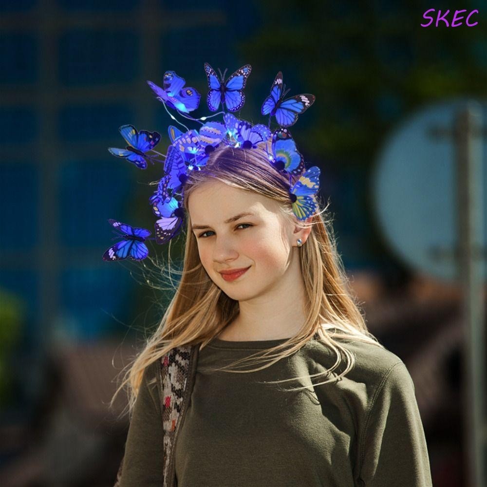 Faixa De Cabelo Borboleta Luminosa SKEC , Cabeça Com Brilho LED De Resina Colorida Piscante De Plástico