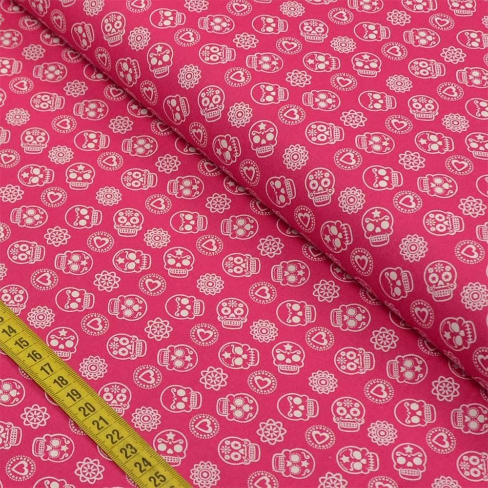 Tecido Estampado Para Patchwork - Caveira Mexicana Cor 2361 (0,50X1,40)