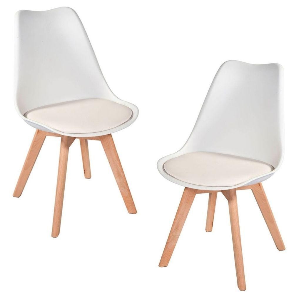 Kit 2 Cadeiras Eames Eiffel Leda Saarinen Design Branco Para Mesa De Jantar Sala Cozinha única