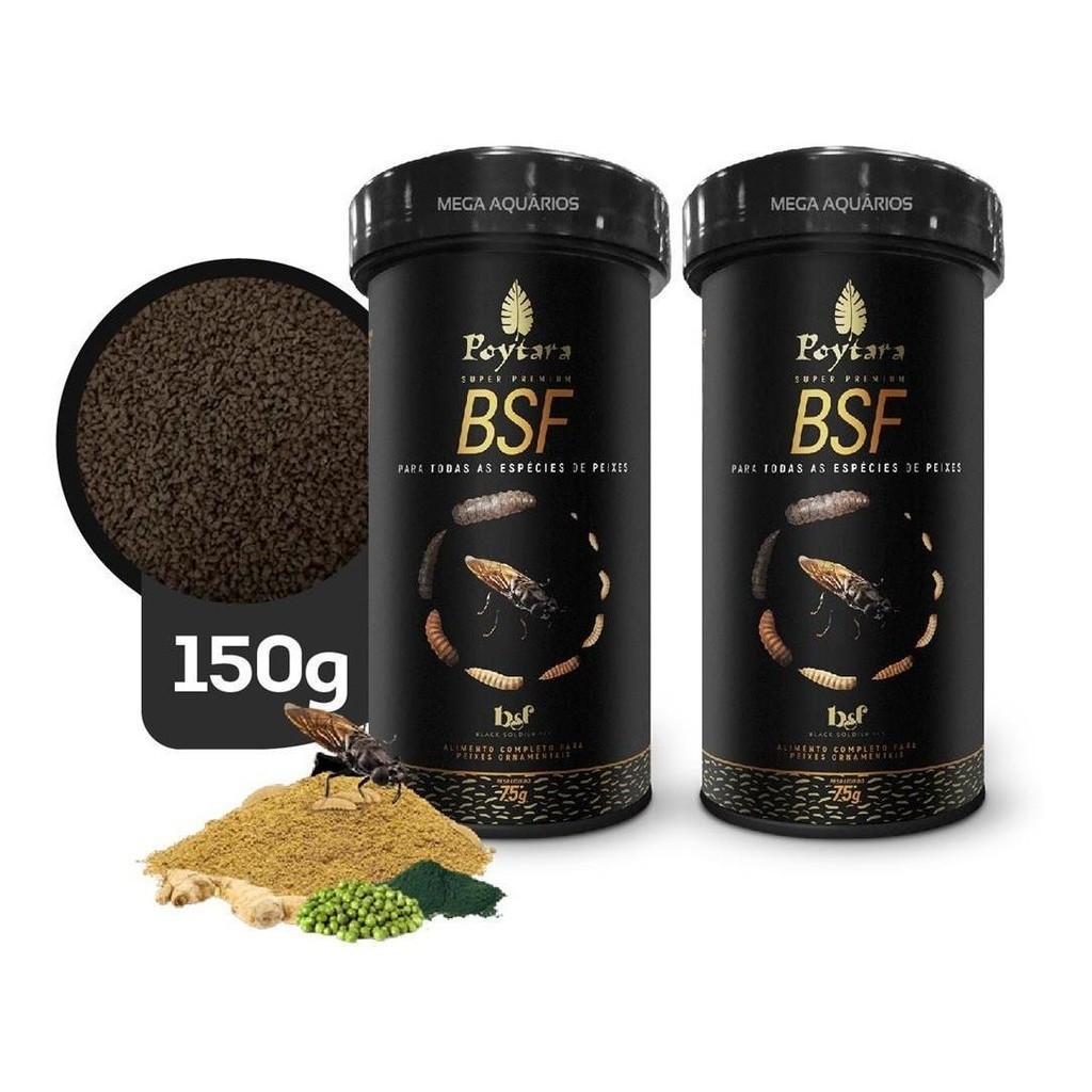 Ração Betta Kinguio Guppy Neon Platy Poytara Bsf BLACK SOLDIER FLY 75G KIT C/ 02UN